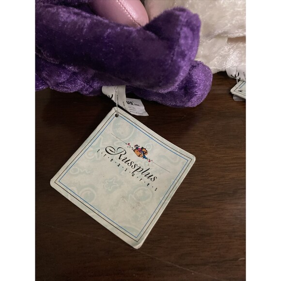 Lot of 2 Russ Berrie Russplus Lil Luv Sitting Bears Beanbag Pink Hearts Tags 6” - Picture 16 of 16